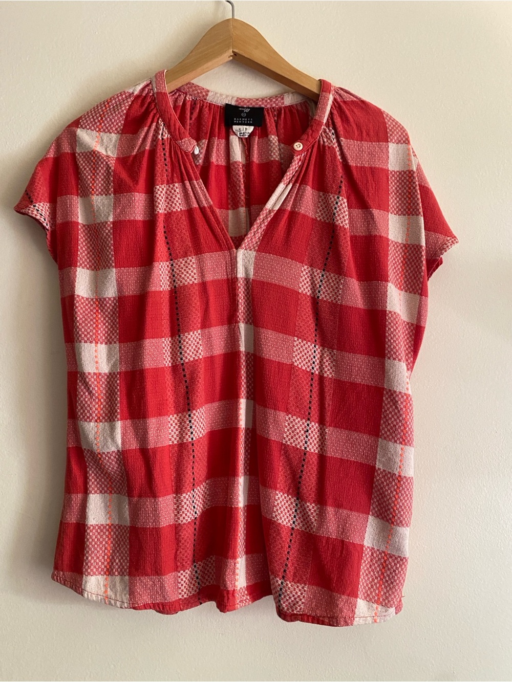 Ace & Jig V-Neck Cotton top in Punch sz S